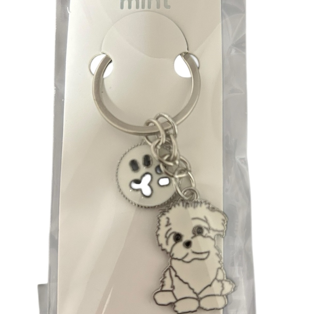 Mint Enamel Dog Keychains with Paw Print Charms - Picture 6 of 6